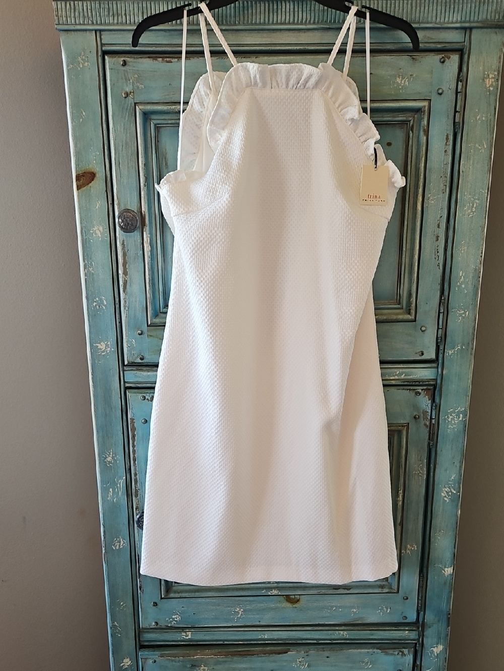 Trina Turk White Mini Dress with Ruffle Halter